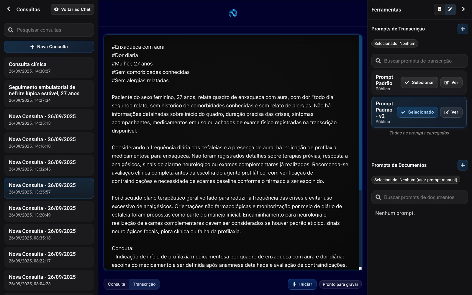 Transcrição de Consultas